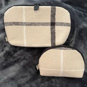 Beis plaid cosmetic pouches